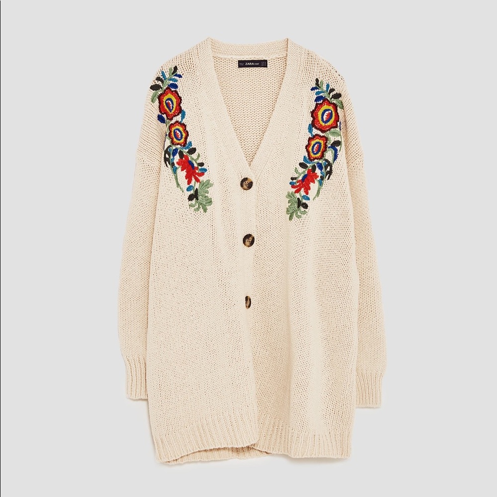 Z A R A Embroidered Cardigan - Picture 6 of 6